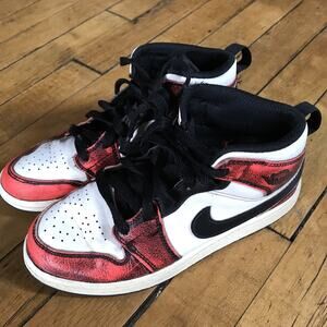 Nike Air Jordan Retro 1 Mid SE GS Wear Away Black Infrared 23 FB0568-006 SZ2.5Y